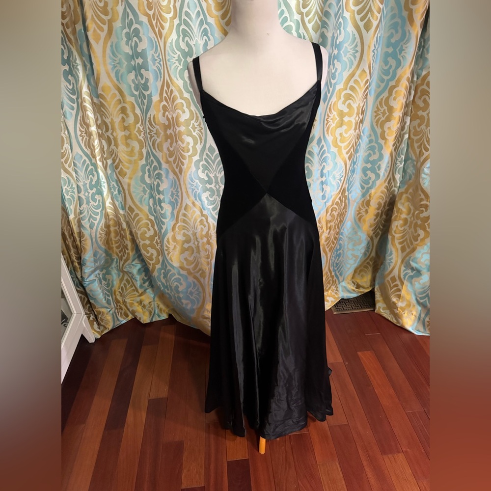 Tadashi Shoji Black Satin Backless Dress